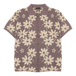 Noir Sur Blanc Flora Lounge Shirt Burgundy Burgundy