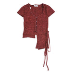 ASSYMETRIC TIE TEE MAROON