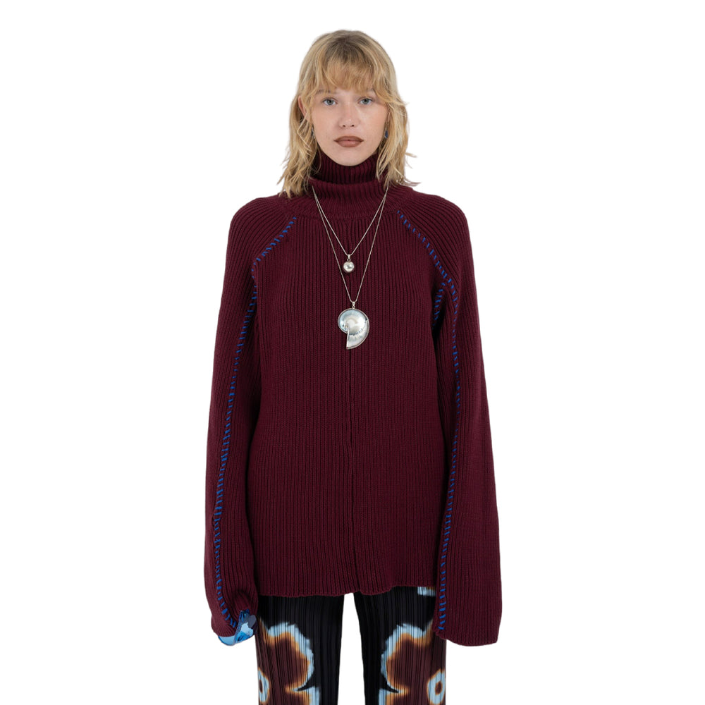 OVERSIZED STITCH SWEATER MAROON