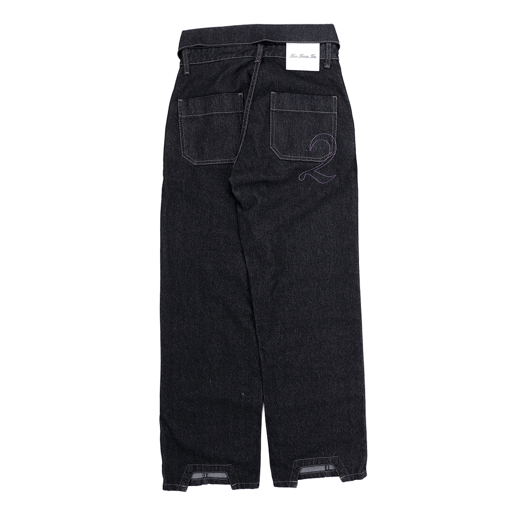 PLEATED RAW DENIM