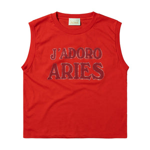 J'adoro Aries Diamante Shrunken Vest Red