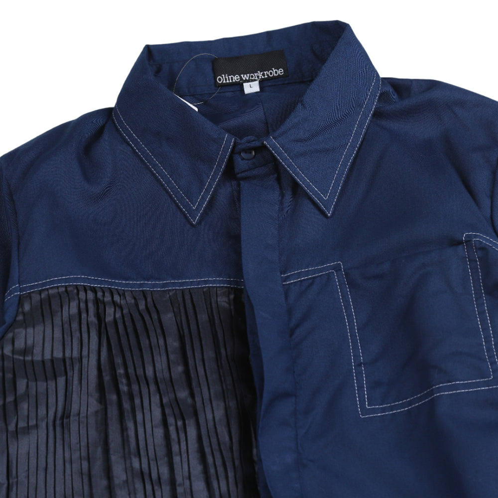 SIDE PLEATED DAILY SHIRT NAVY