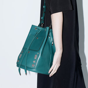 Leather Drum Bag Green