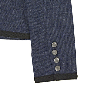 WOOL BLEND COLLARLESS JACKET NAVY