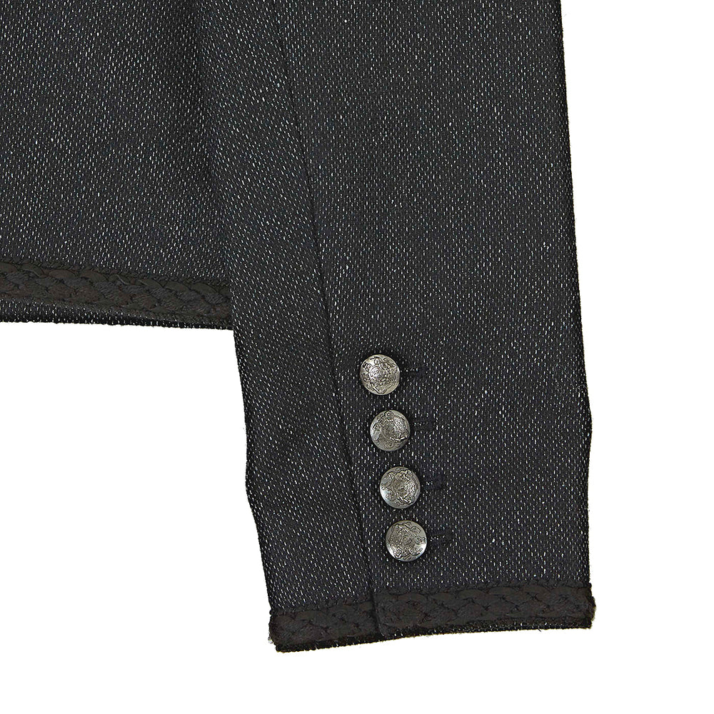 WOOL BLEND COLLARLESS JACKET BLACK