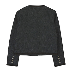 WOOL BLEND COLLARLESS JACKET BLACK