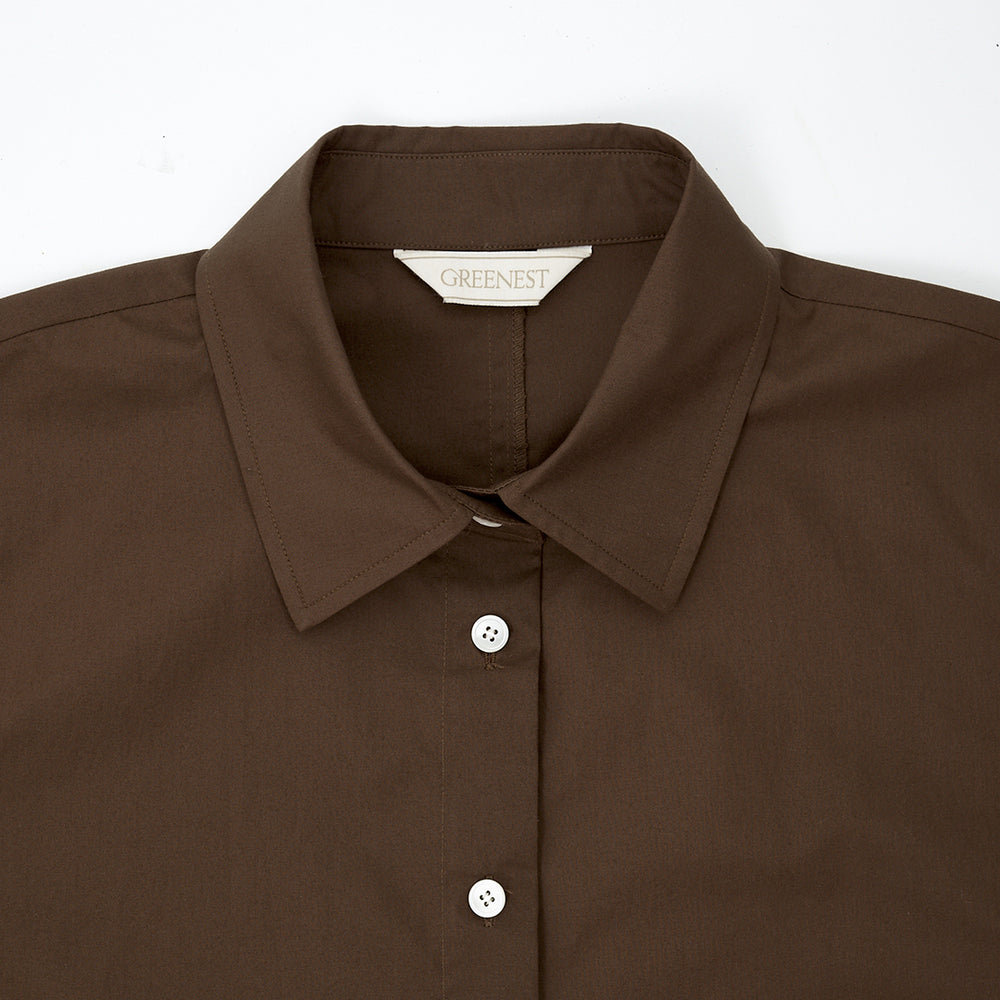 BACK SLIT SHIRT BROWN