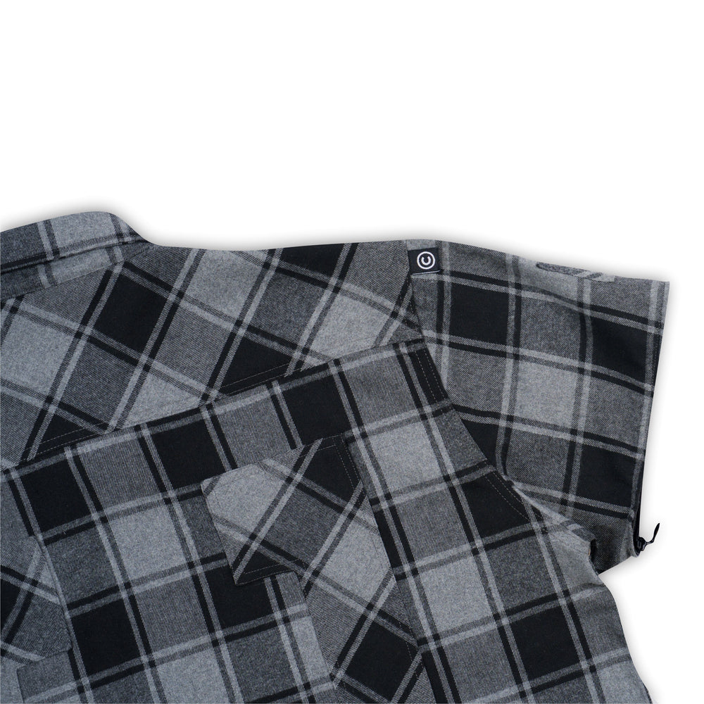 Grey Zip Off Sleeve Flannelette Shirt