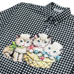 Gingham Kittens Shirt Black