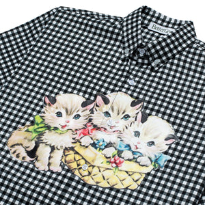 Gingham Kittens Shirt Black