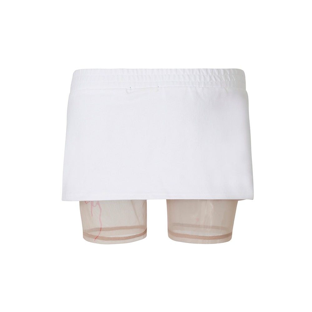 HALF CUT-OUT JERSEY SKIRT WHITE