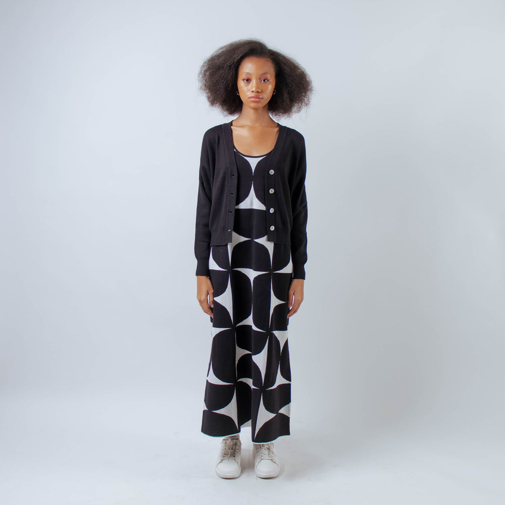 Noir Sur Blanc Geo Dress Black Black