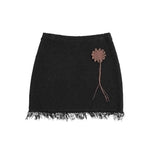 Sun Crochet Knit Skirt Black