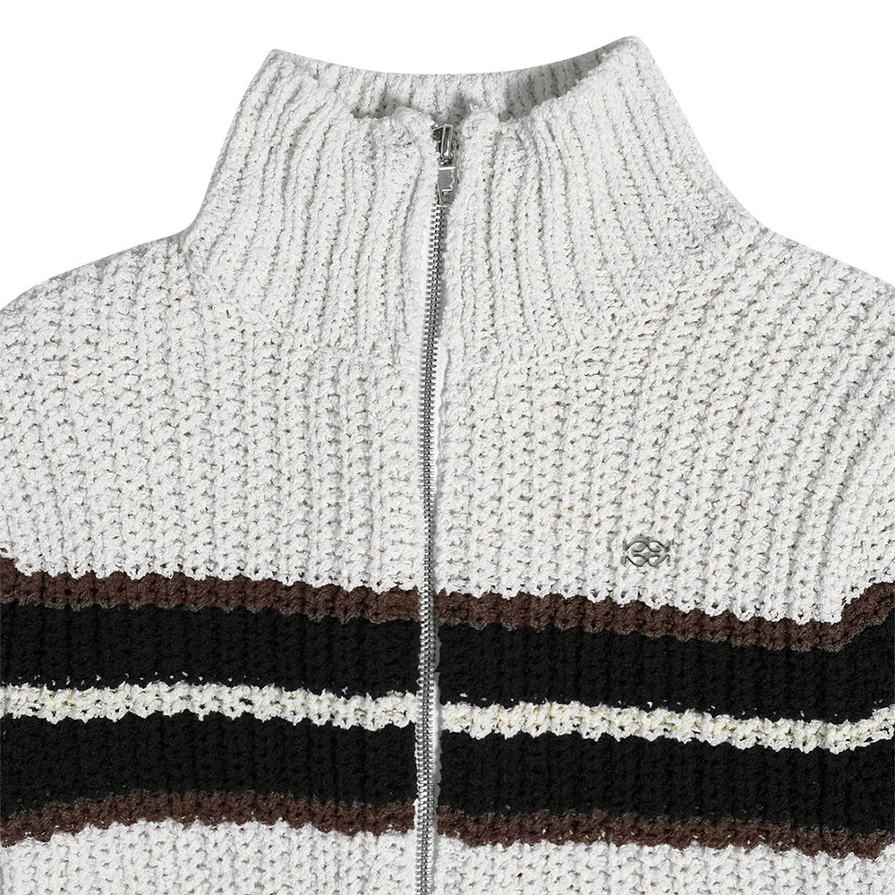 Line Knit Jacket Ivory/Black