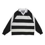 Striped Knit Rugby Top UNISEX Black/ Cream