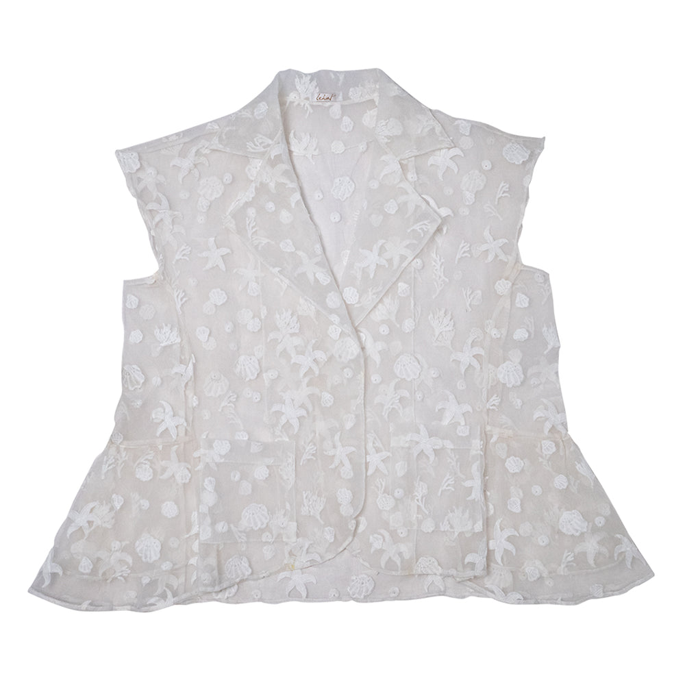 SHORT SLEEVE LACEY BLOUSE
