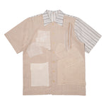 MIX FABRIC WOVEN PATCHES SHIRT BEIGE
