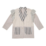 MIX FABRIC WOVEN PATCHES BLAZER OFF WHITE