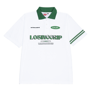 LOSINGGRIP SHORT RUGBY POLO HAND LINE WHITE