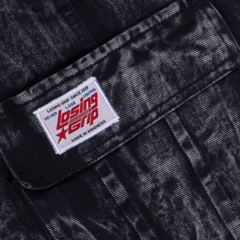 LOSINGGRIP LONG CARGO DENIM WASHING BLACK