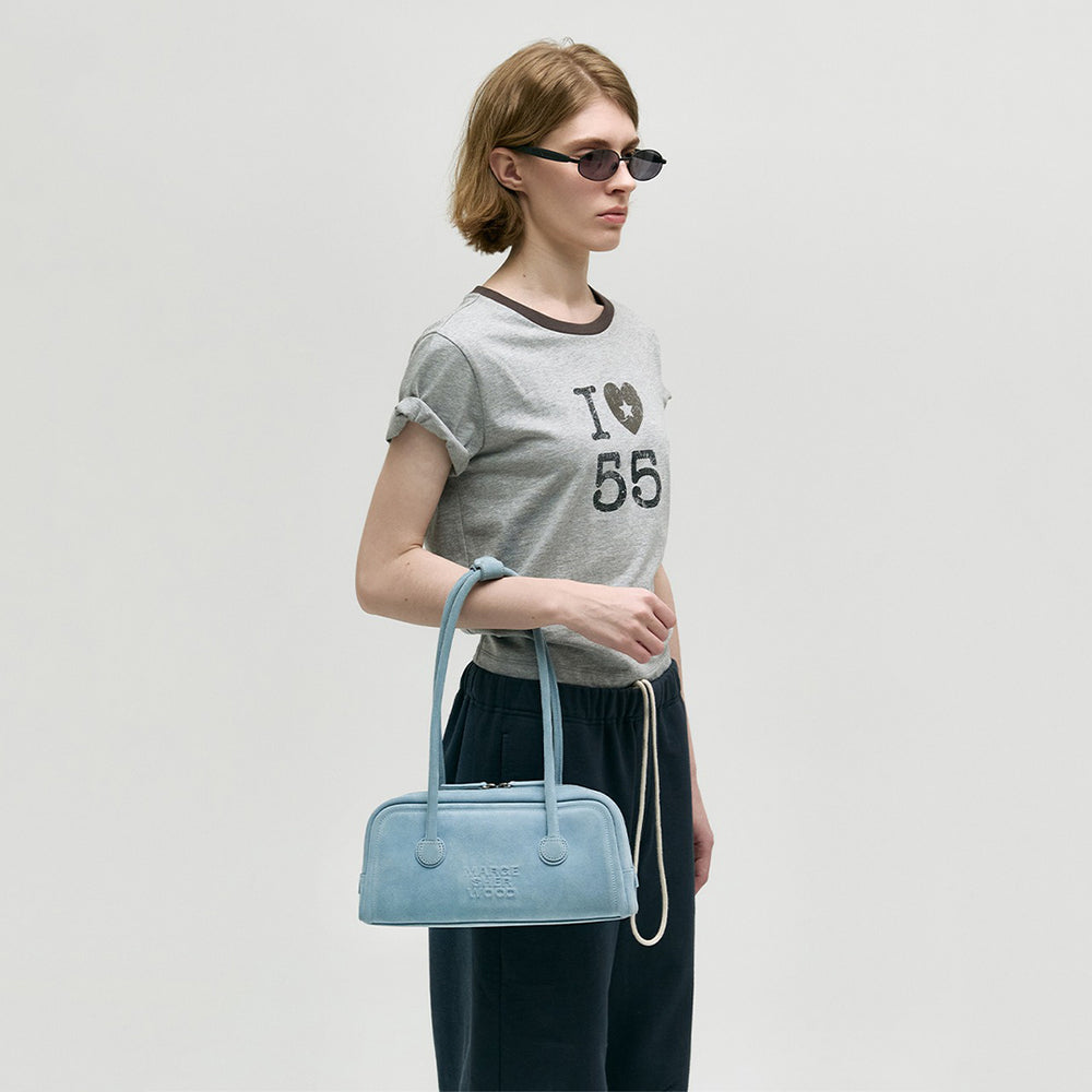 Soft Baguette Bag Blue Suede