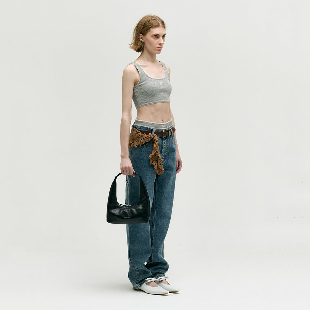 Hobo Shoulder Black Pull Up Crinkle