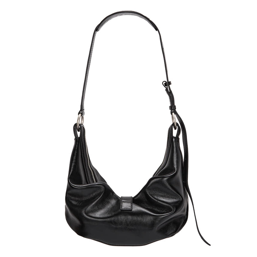 Belted Hobo Medium Black Glossy Plain