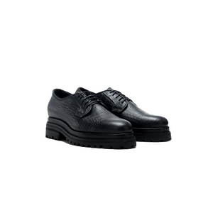 
            
                Load image into Gallery viewer, Gula Croco Double Sole Derby Shoes Black
            
        