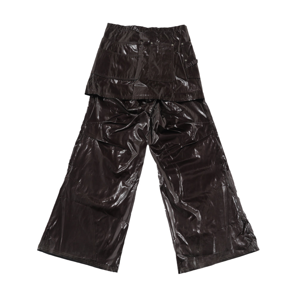 2-PIECE POCKET SKIRT PANTS (UNISEX) DARK BROWN