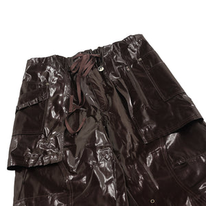 2-PIECE POCKET SKIRT PANTS (UNISEX) DARK BROWN