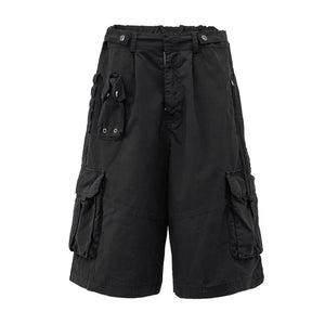 WASHING CARGO HALF PANTS (UNISEX) BLACK