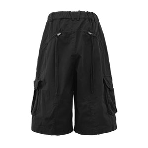 WASHING CARGO HALF PANTS (UNISEX) BLACK