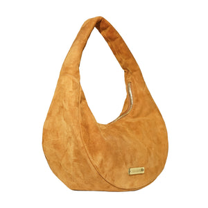 THE CIRCLE BAG SMALL - SUEDE CAMEL