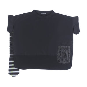 Sidded Ribbon Loose Top Black