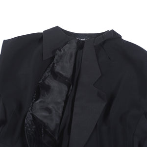 Asymm Ribboned Twisted Jacket Black