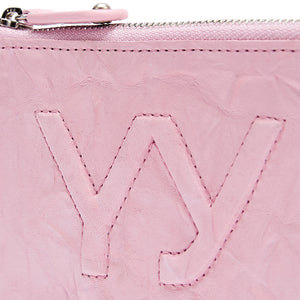 YY CRINKLE CHAIN WALLET WITH MIRROR PINK