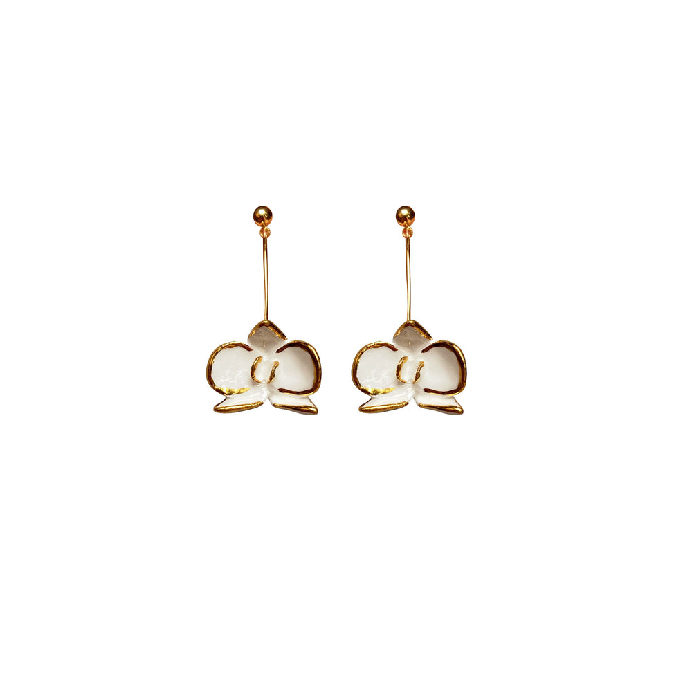 Petite Orchid Midi Earring White