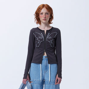 KOSMIC KISS ZIPPED CARDIGAN