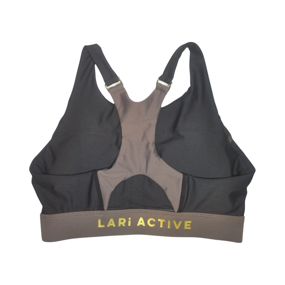 PANEL RACER BACK TOP BLACK AND TAUPE