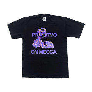 OM MEGGA FLOWERS TEE VTG BLACK