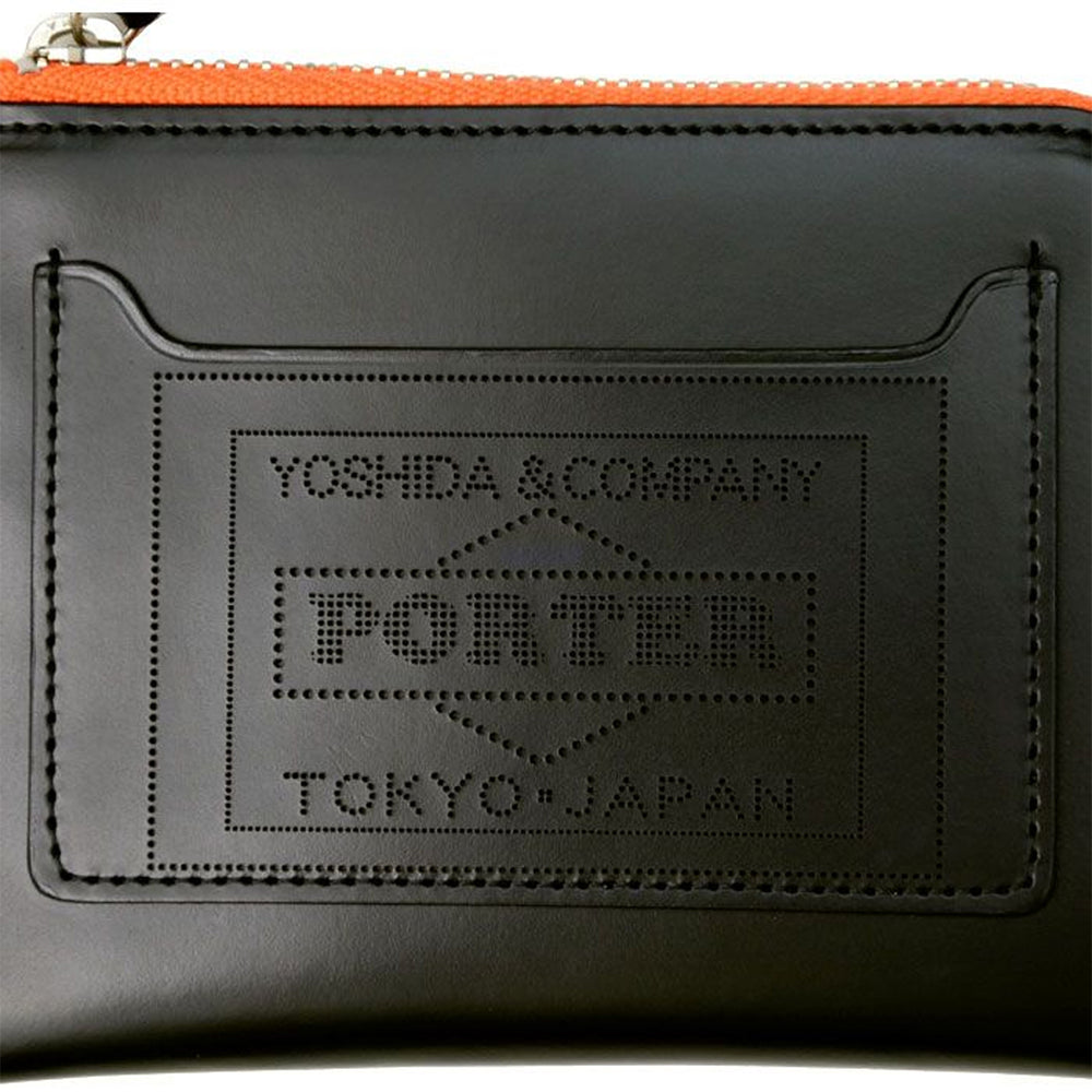 PS LEATHER WALLET ZIP MULTI WALLET (GLASS LEATHER Ver.) BLACK x ORANGE