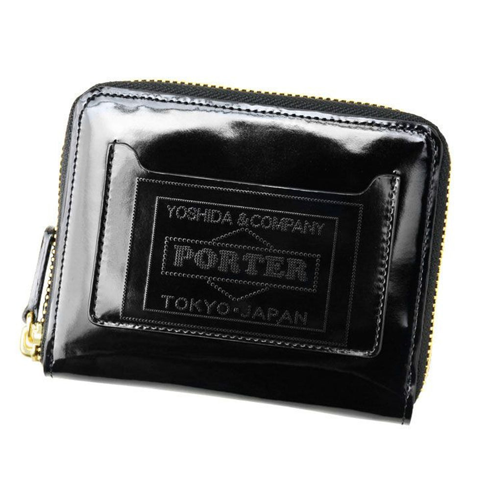 GLASS LEATHER WALLET ZIP WALLET BLACK