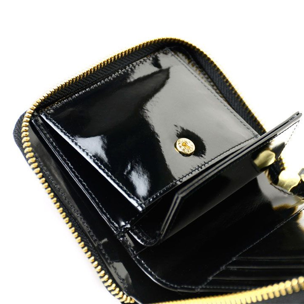 GLASS LEATHER WALLET ZIP WALLET BLACK