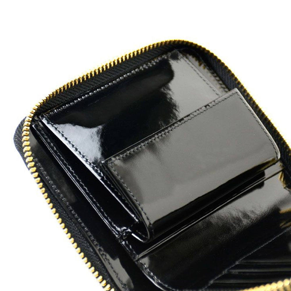 GLASS LEATHER WALLET ZIP WALLET BLACK