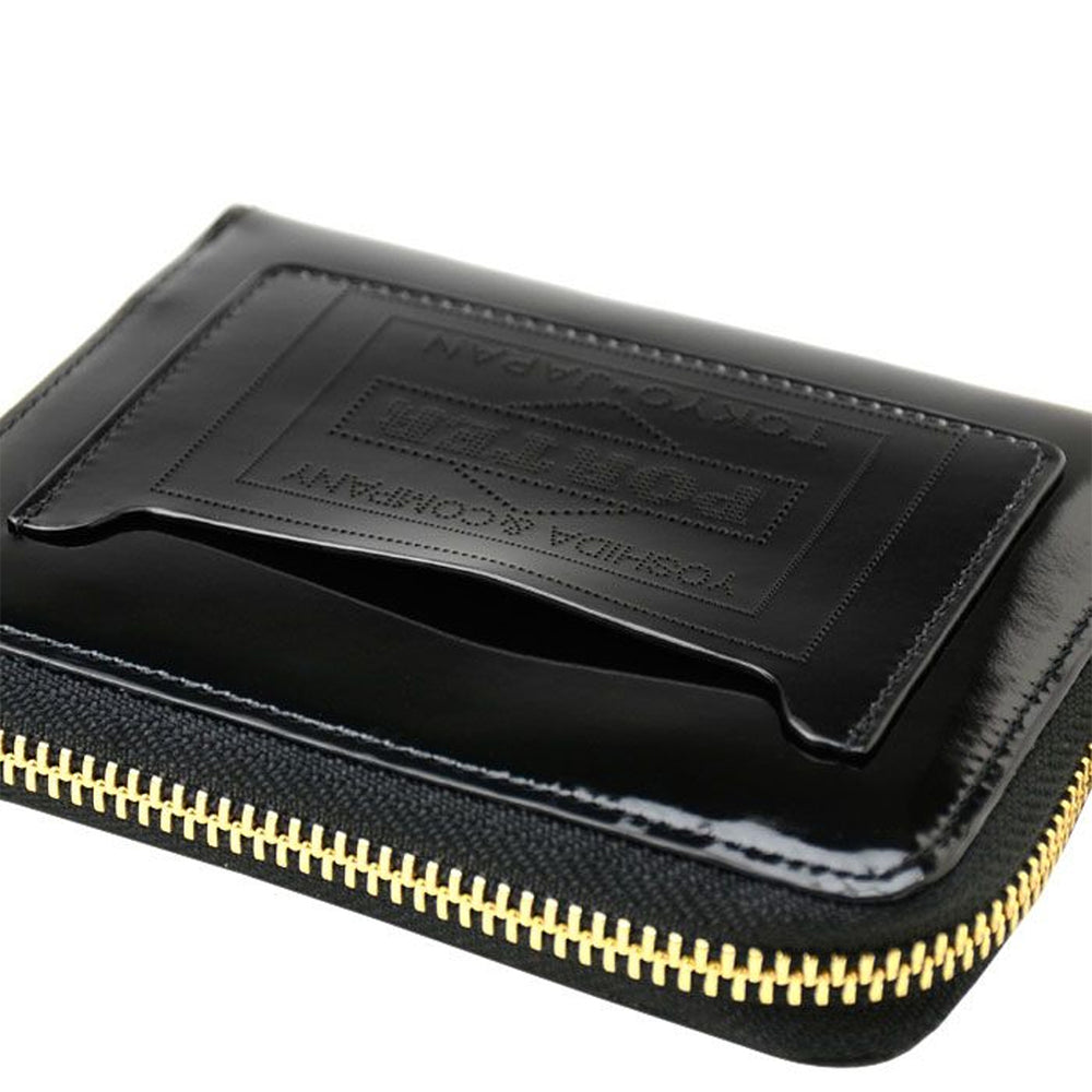 GLASS LEATHER WALLET ZIP WALLET BLACK