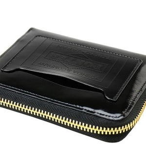 GLASS LEATHER WALLET ZIP WALLET BLACK