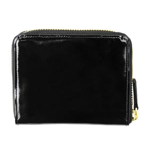 GLASS LEATHER WALLET ZIP WALLET BLACK