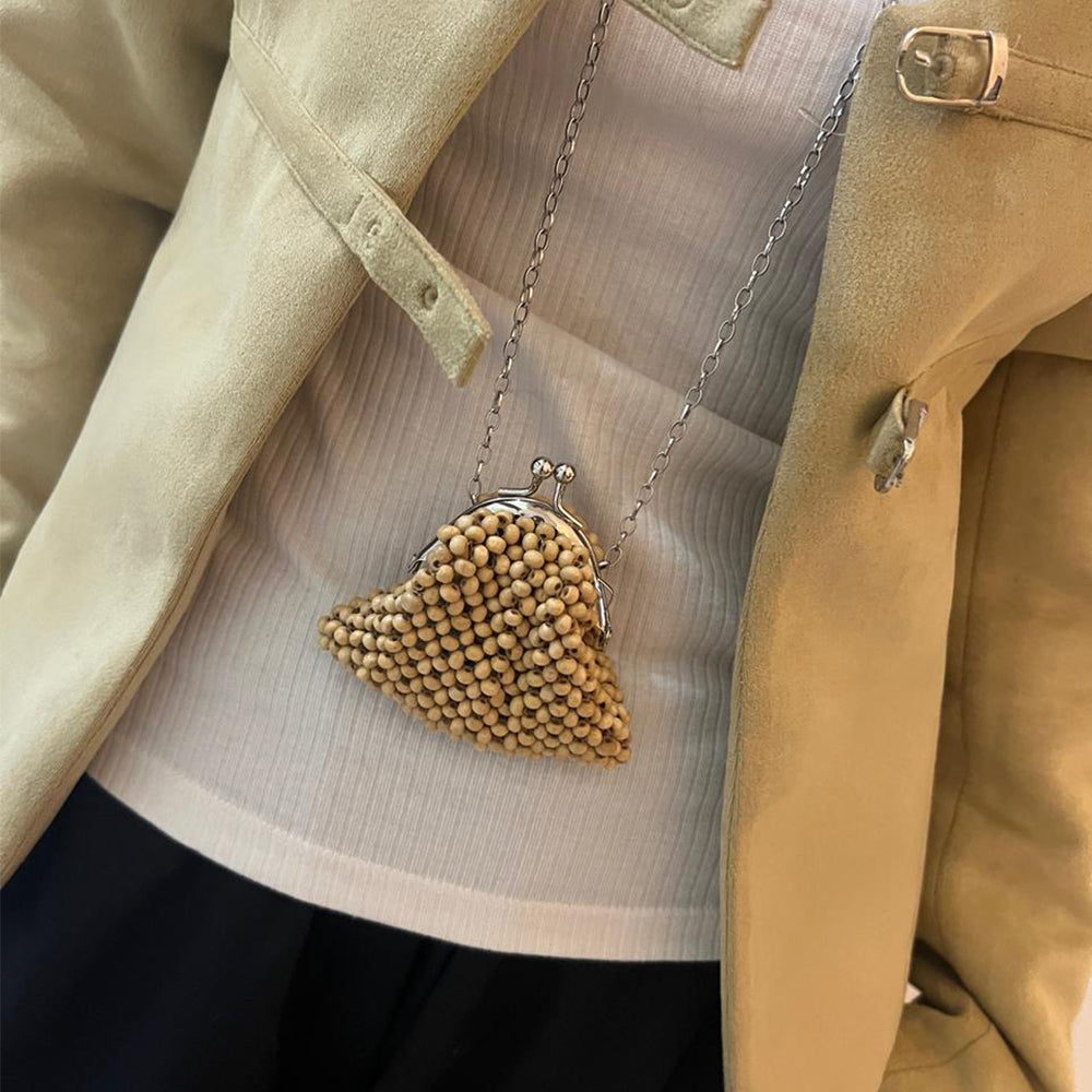 Suzanne pouch necklace Wood