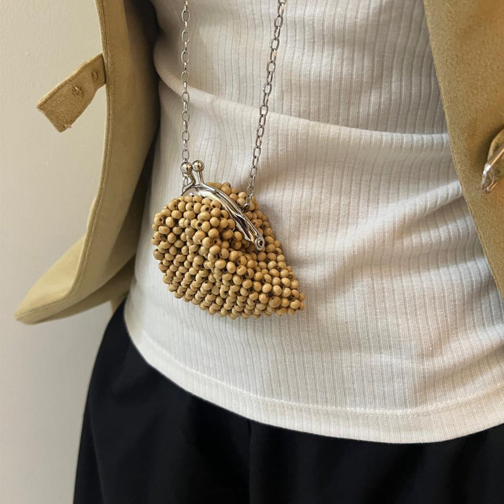 Suzanne pouch necklace Wood