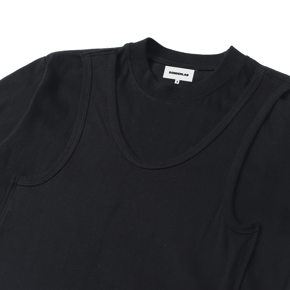 DOUBLE LAYERED T-SHIRT BLACK